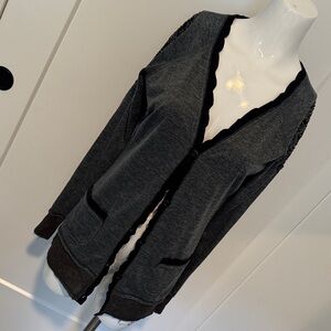 Miss Me Charcoal Cardigan with Black Accents
